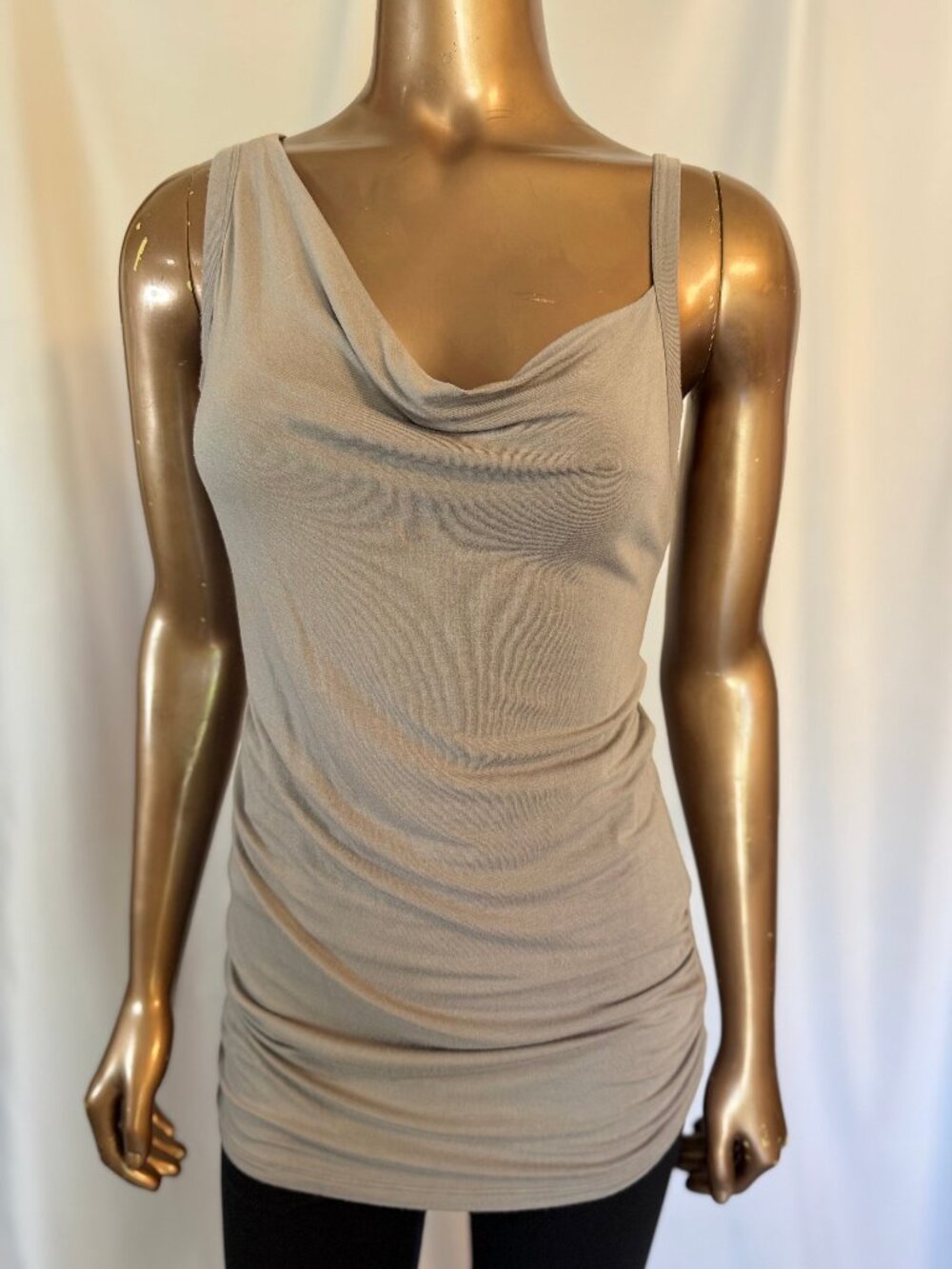 CAbi Asymmetrical Shoulder Blouse with Draped Front